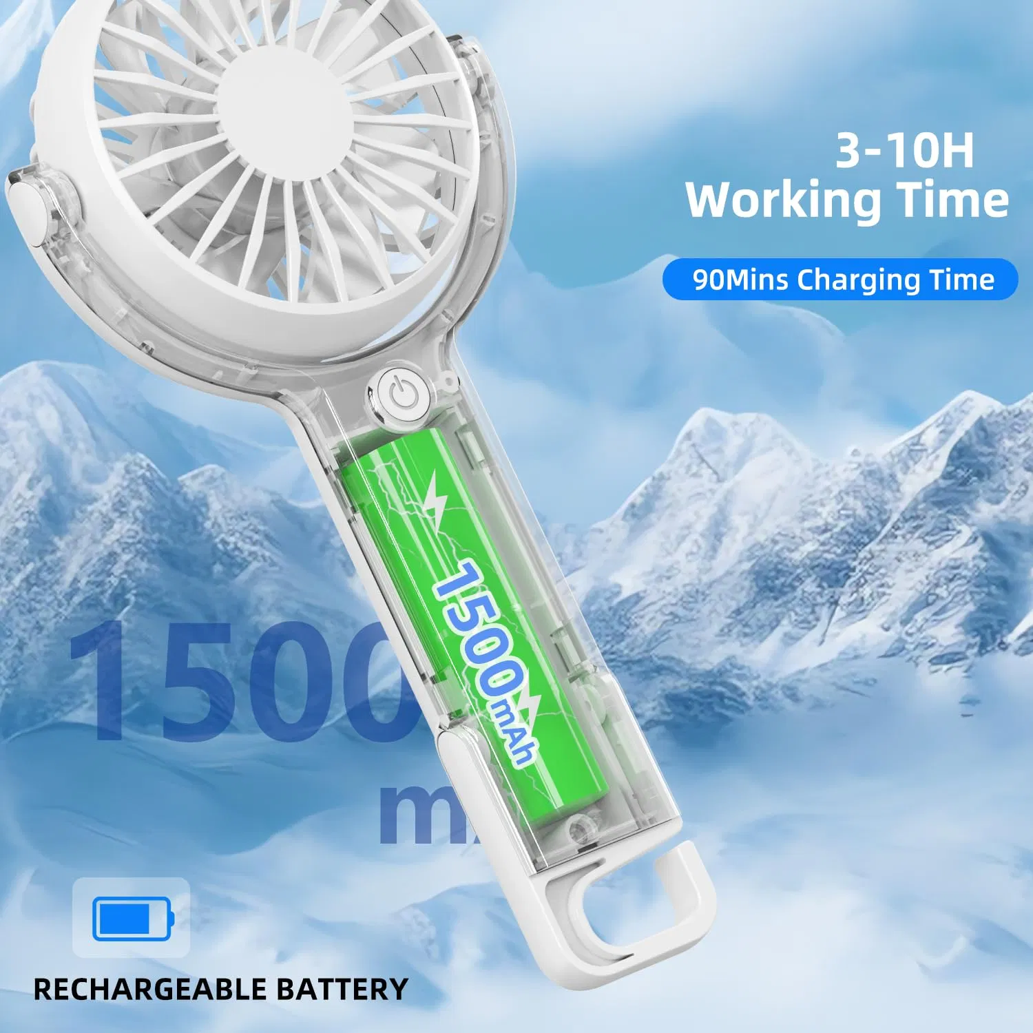 Wholesale Portable Plastic Handheld Hand Rechargeable Pocket Mini Fan with 5 Speed Hook