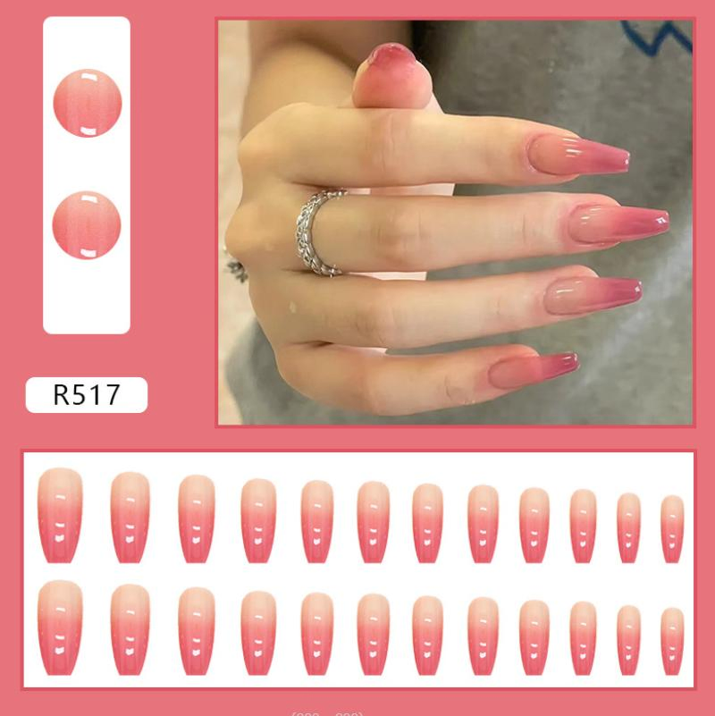 High Quality Wholesale Matte Ballerina Long French Blue Wavy Fake Nails