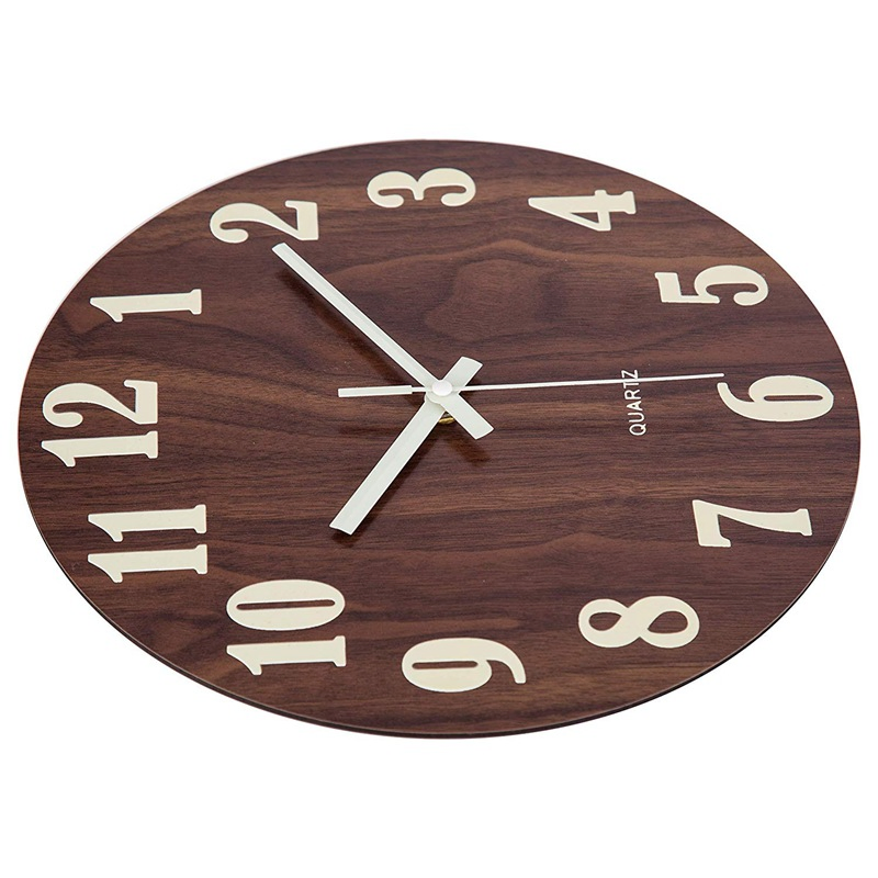 12 Inch Luminous Wall Clock Wood Silent Light in Dark Night Nordic Fashion Wall Clock Non Ticking Clock with Night Light