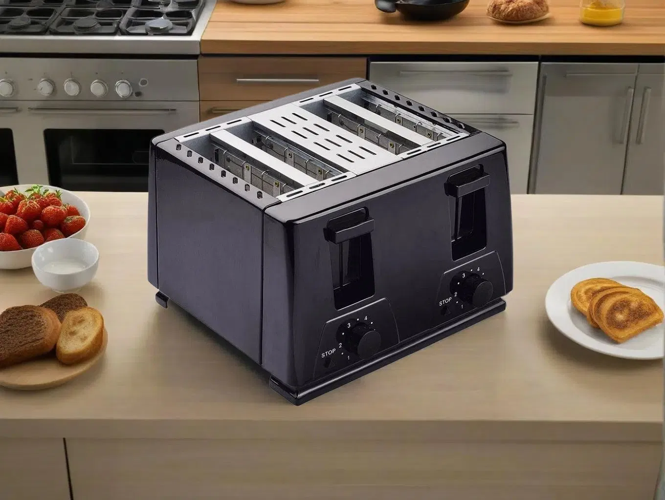 Premium 4 Slice Toaster with Extra Wide Slots for Bagels