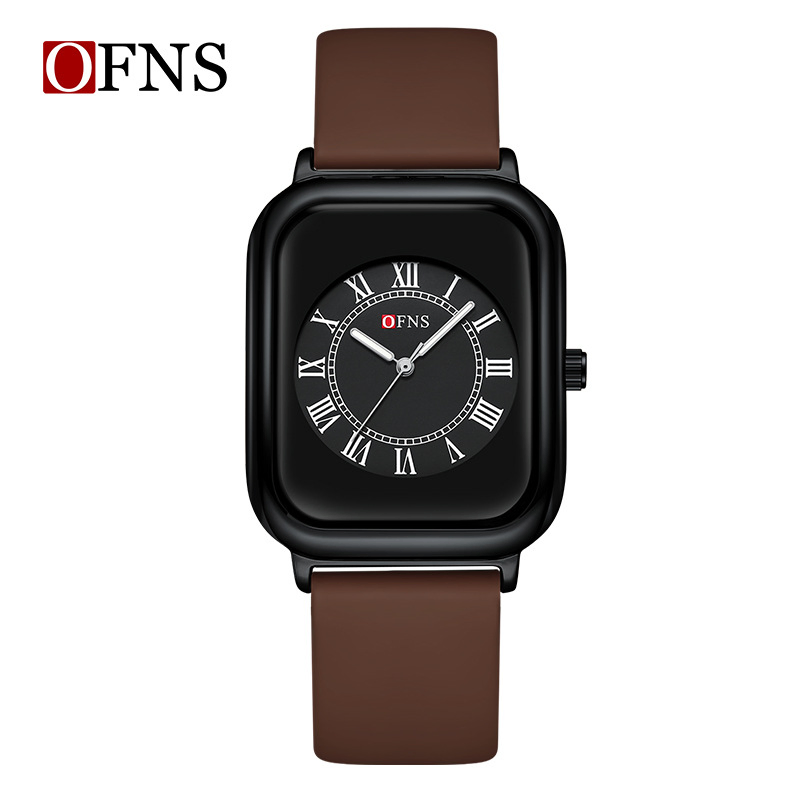 Ofns Vintage Square Quartz Watch Roman Numerals Waterproof Luminous Elegant Ladies Watch