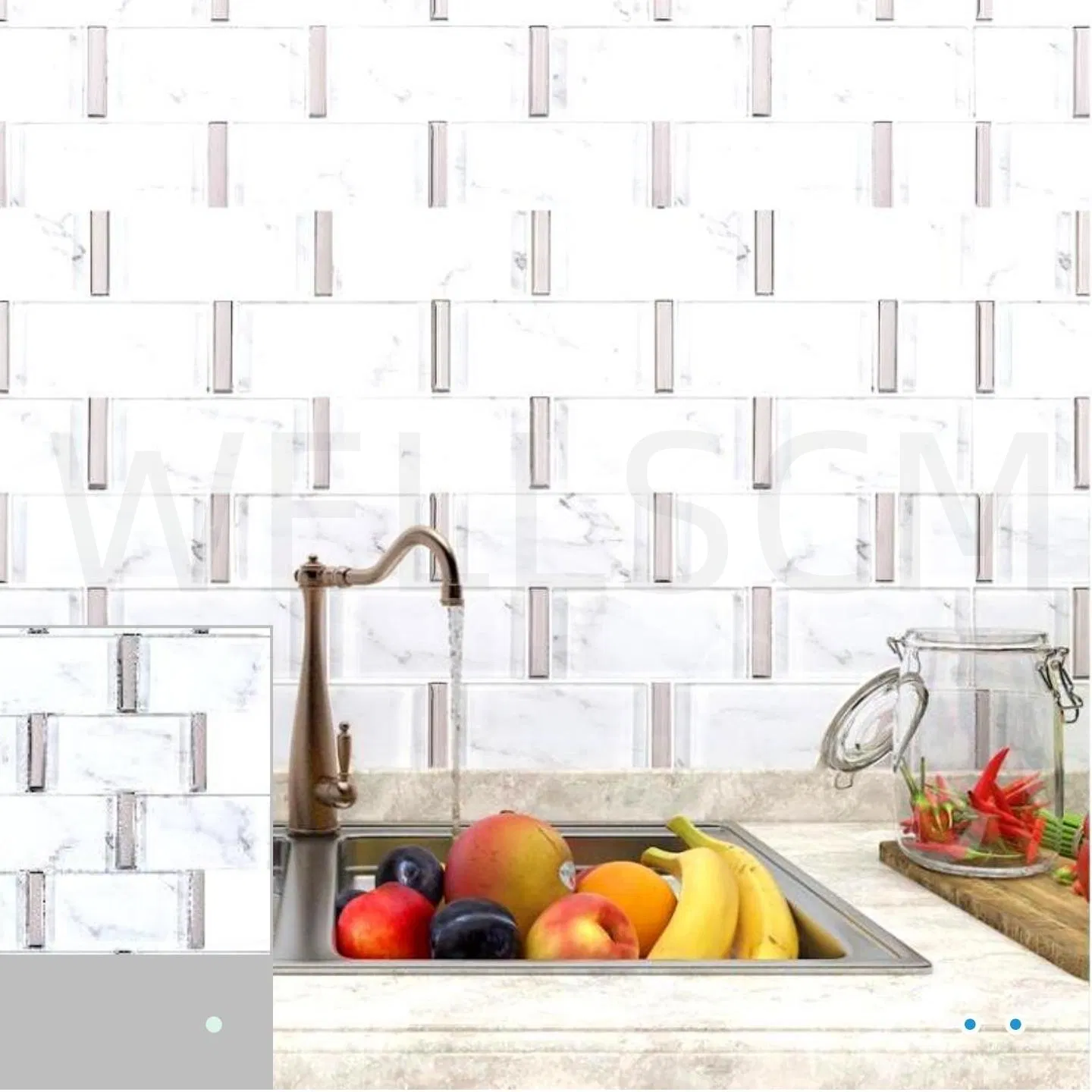 Стеклянная мозаика Crystal Grey для кухонного фартука