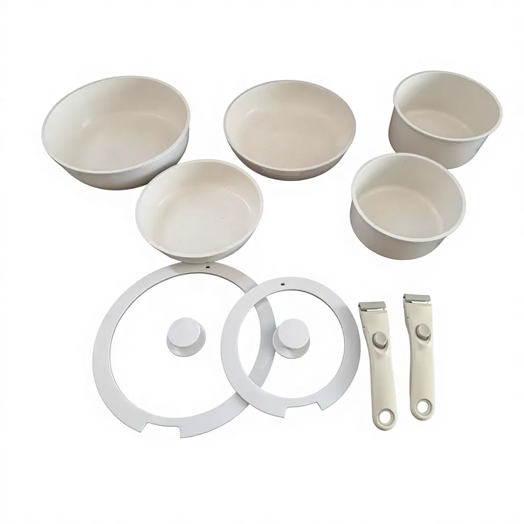 Modern 9-Piece Eco-Friendly Aluminum Cookware Set with Glass Lid