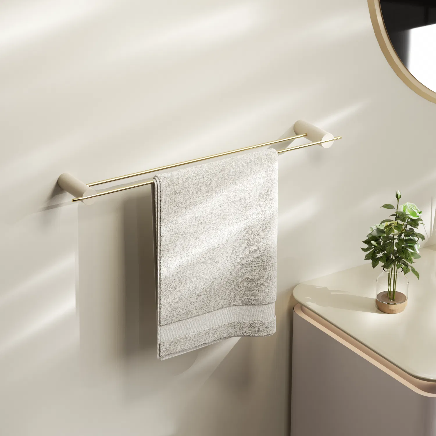 Luxury Bathroom Design Wall Mount Gold White Brass Bathroom Accessories Set