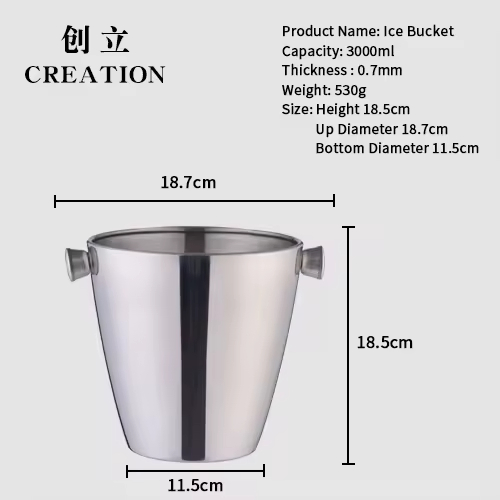 Factory Direct 3L Bacardi Industrial LFGB Restaurant Standing Champagne Stainless Steel Ice Buckets for Beer