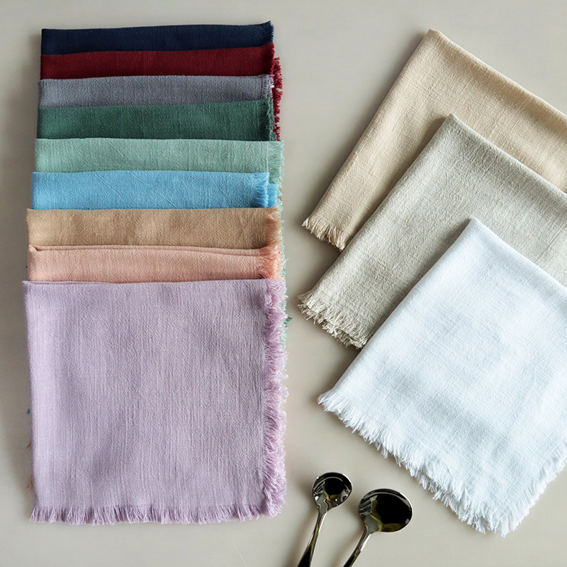 Wholesale Tea Towels with Tassels Household Soft Cotton Linen Kitchen Napkins