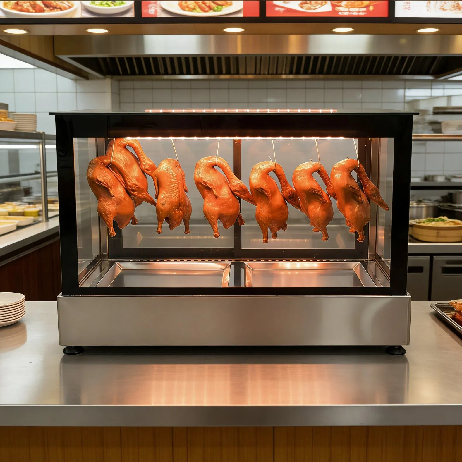 Durable Roast Duck Display Warmer for Restaurant Kitchen