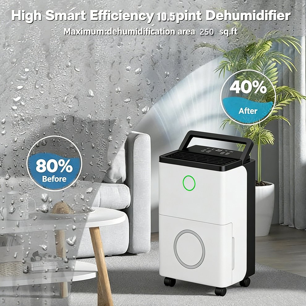 Compact Compressor Dehumidifier with Touch Control and 2L Water Tank