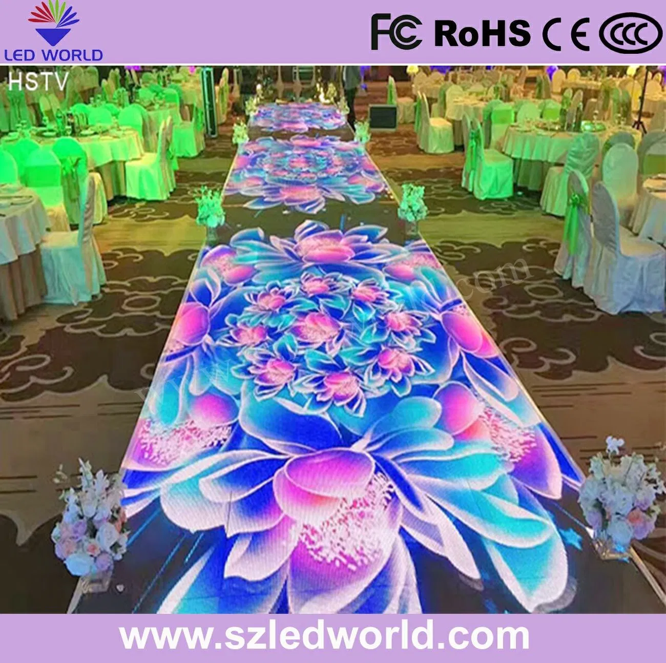 P6.25 Waterproof RGB LED Dance Acrylic Floor Display Screen for Wedding Party