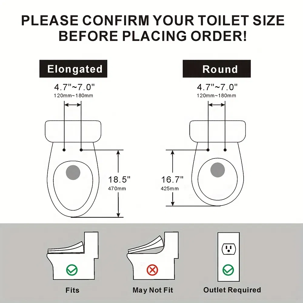 Self Clean Heated Bathroom Fitting Bidet Smart Sanitary Toilet Seat Cover