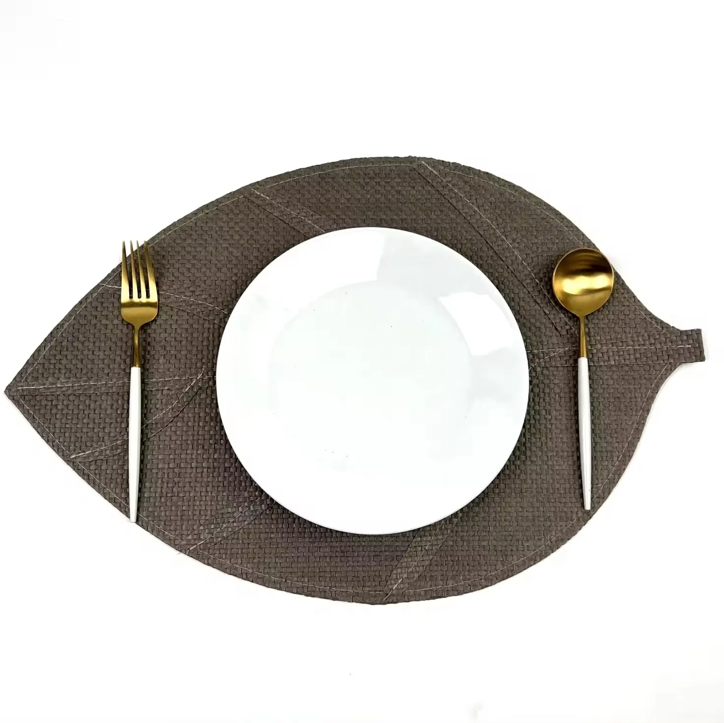Paper Woven Leaf Shaped Irregular Home Decoration Placemats