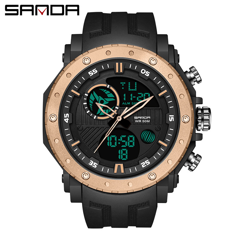 Sanda 6012 Multifunction Dual Display Electronic Watch Outdoor Sports Watch