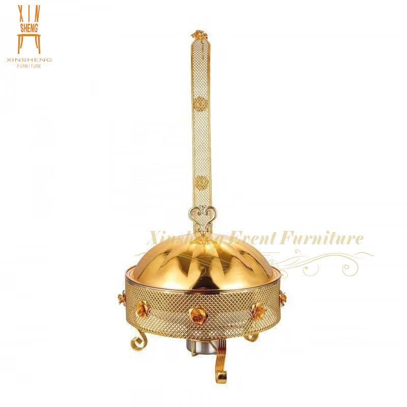 Hotel Furniture Round Stainless Steel Gold Food Warmer Chafing Dish Buffet Buffet Alcohol Stove Chaffing Dish for Restaurant