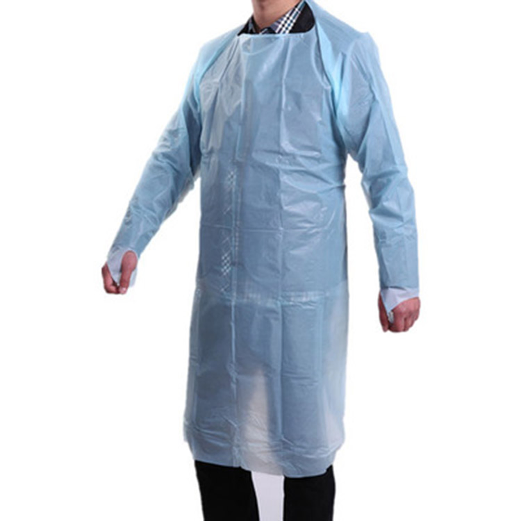 Disposable Personal Cleaning Plastic/Biodegradable Eco Plastic PE Coated Apron with Ties Embossed Surface