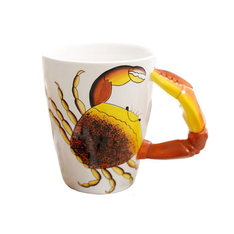 Factory Custom Animal Logo Ceramic Handle Glazed Mug Cup