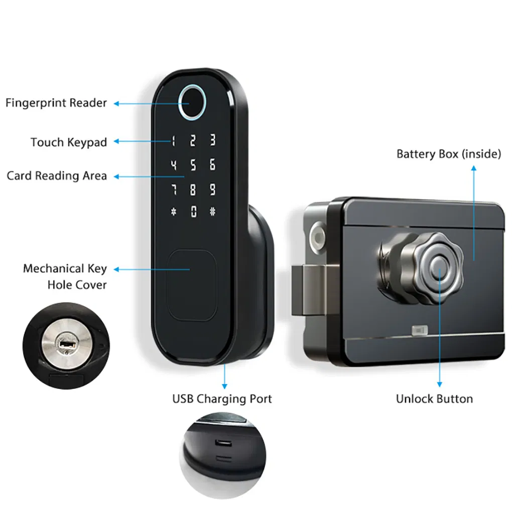 Waterproof Ttlock Wireless Bluetooth Electric Intelligent Digital Smart Door Lock