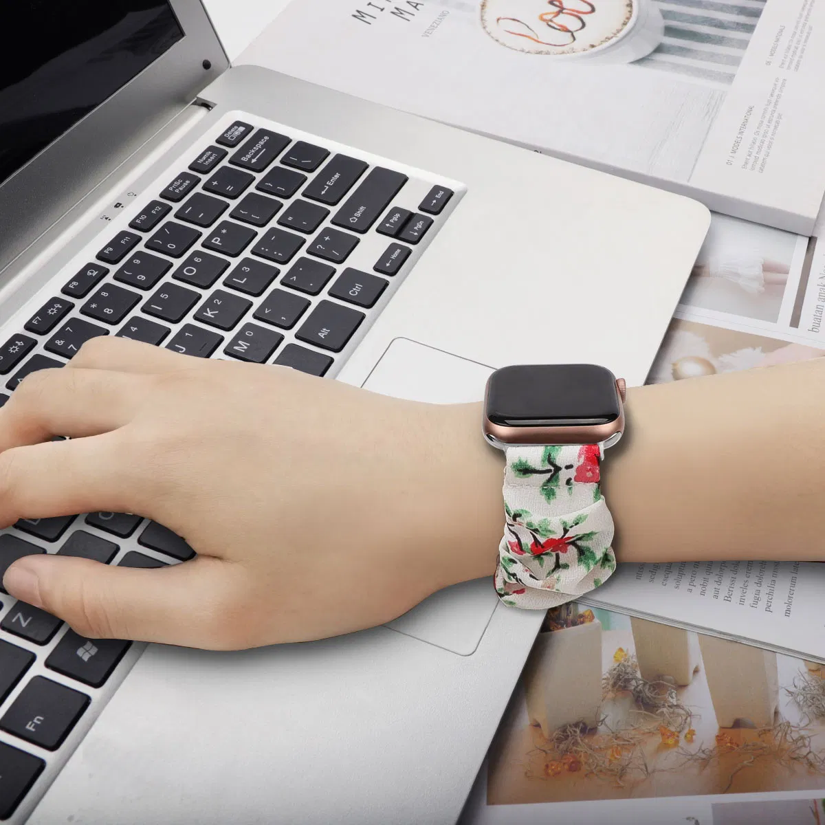 Эластичный ремешок для iWatch из ткани, разноцветный