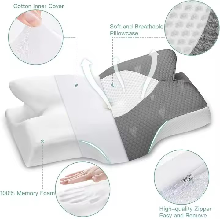 Sleeping Neck Pillow, Ergonomic Adult Side Pillow, Cool Orthopedic Pillow for Neck Relief