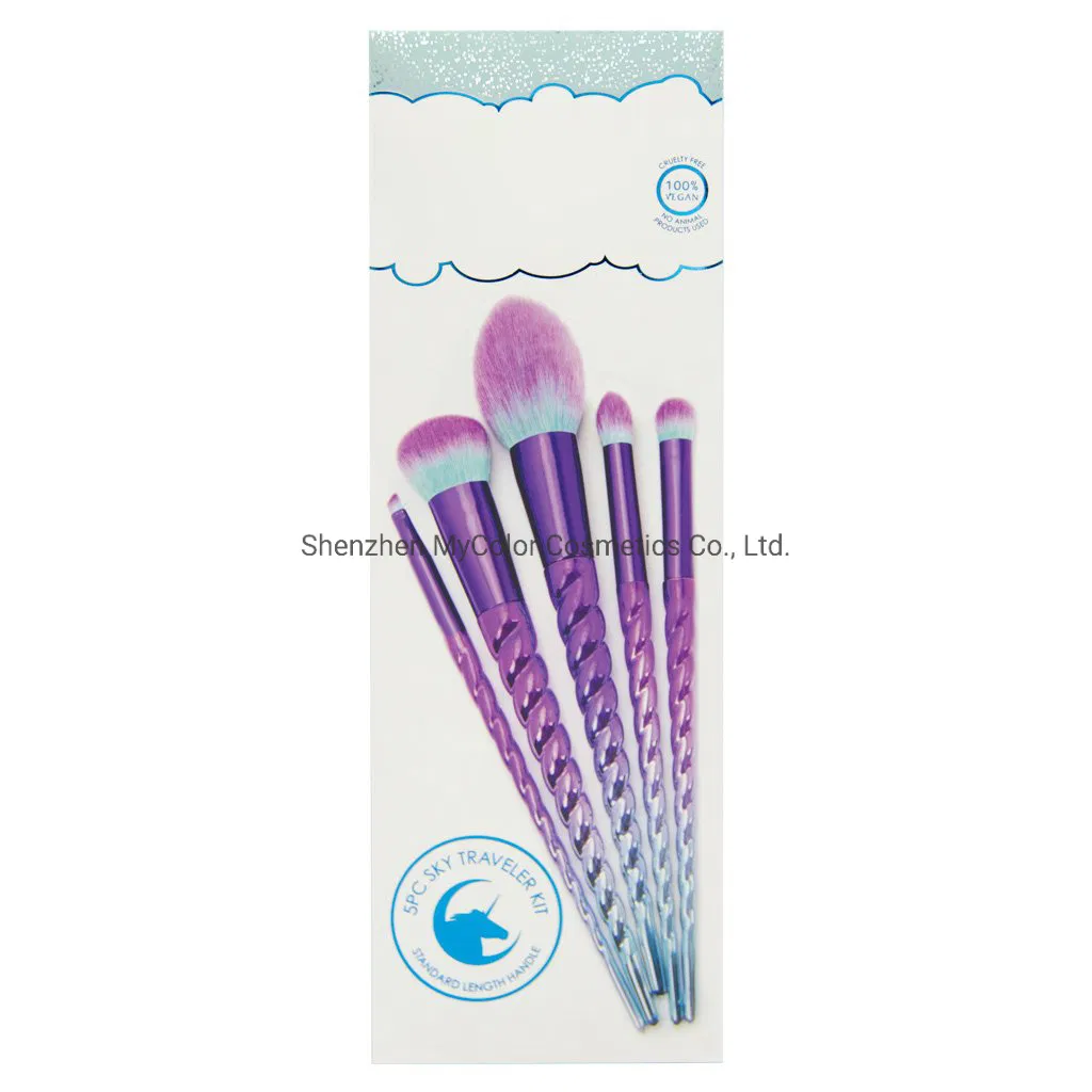 OEM Gradient Pink 5PCS Makeup Cosmetic Brushes Set with Case Powder Foundation Eye Brushes
