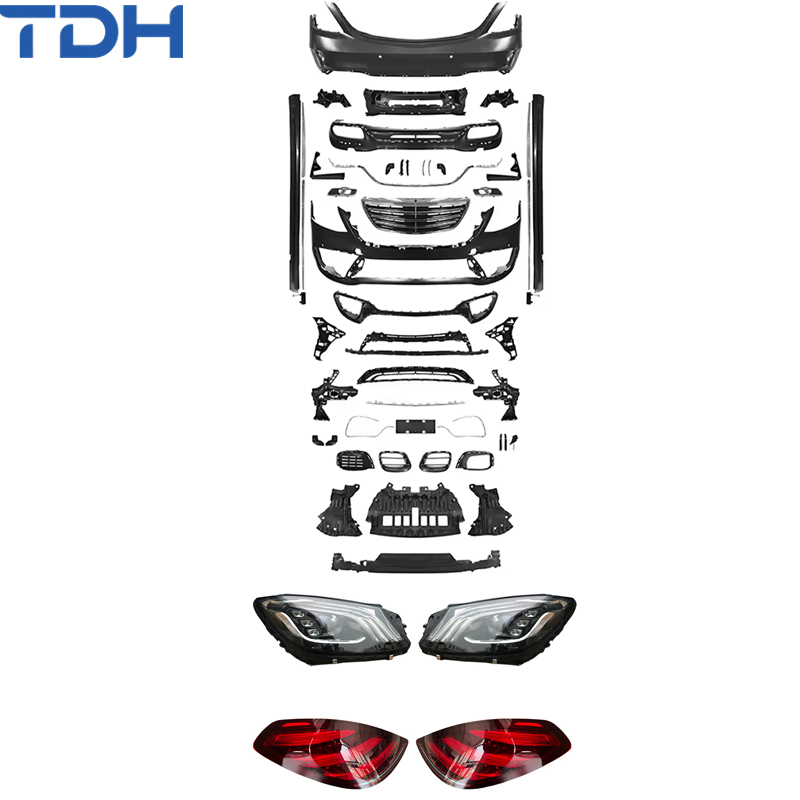 Полный комплект обвеса Mercedes-Benz S-класс W222 (2019+) в стиле S63 AMG с фарами и фонарями