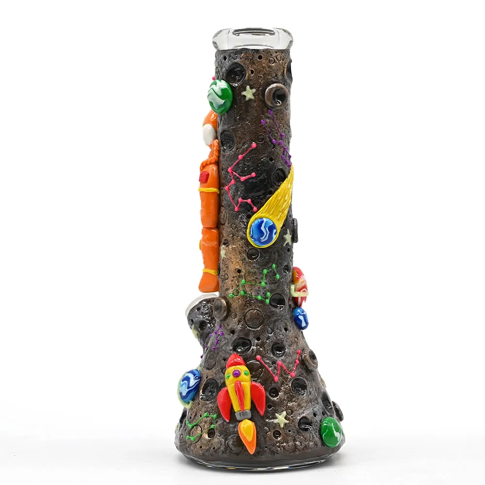 New Wholesale 10.24 Inches Showerhead Perc 3D Handing Painting Bubbler Spaceman Design Oil Rigs DAB Rig Glass Smoking Water Pipe