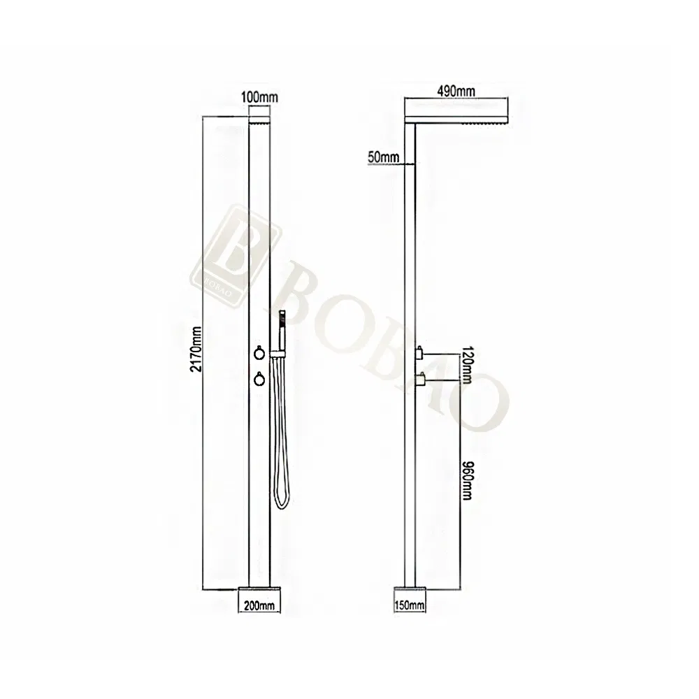 Contemporary Square Outdoor Shower for Swimming Pool Areas