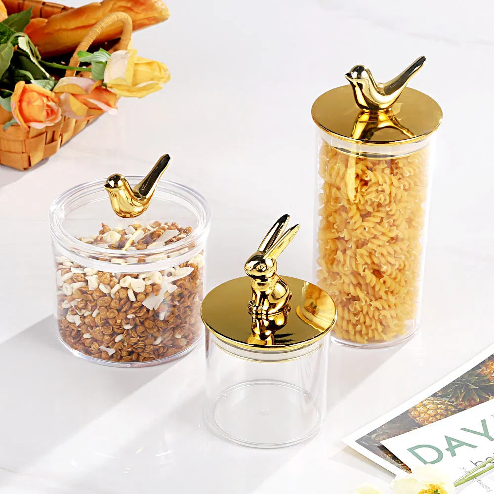 Golden Lid Plastic Acrylic Sealed Jars: Large Moisture-Proof Kitchen Storage