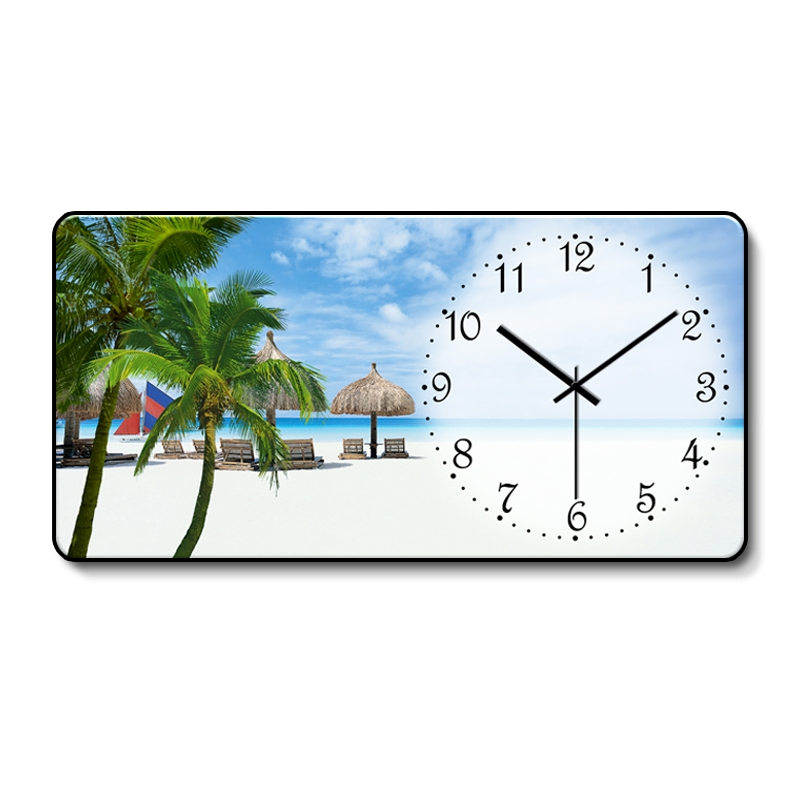 Landscape Clock Painting Living Room Large Wall Four Seasons Landscape Mural Silent