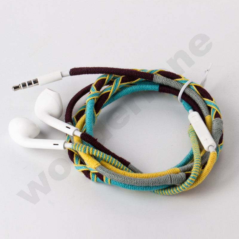 100% Handmade Fabric Earphones with Mic