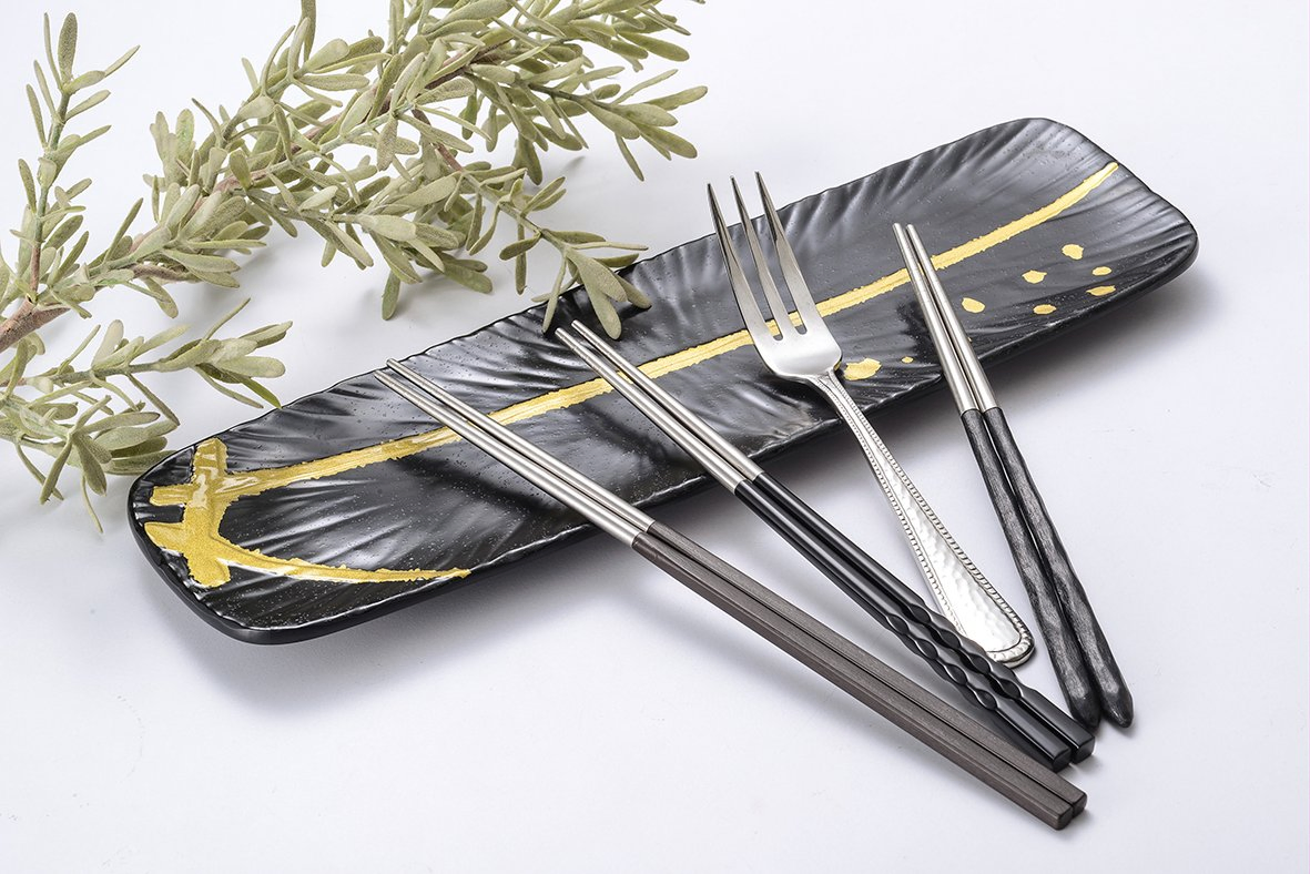 Reusable Melamine Splicing Stainless Steel Chopsticks 9.5 Inch Japanese Korean Chopstick