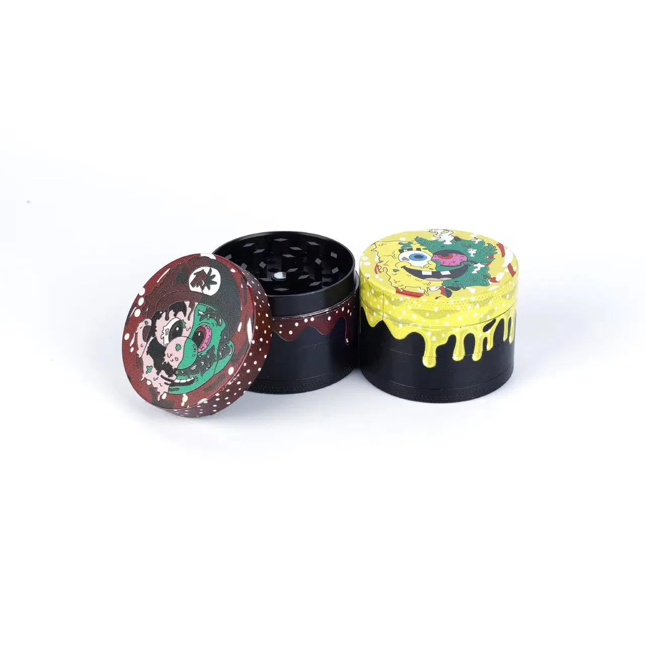 Top Selling New Laser Water Drop Cookies Zinc Alloy Smoke Grinder Four-Layer Laser Smoke Grinder