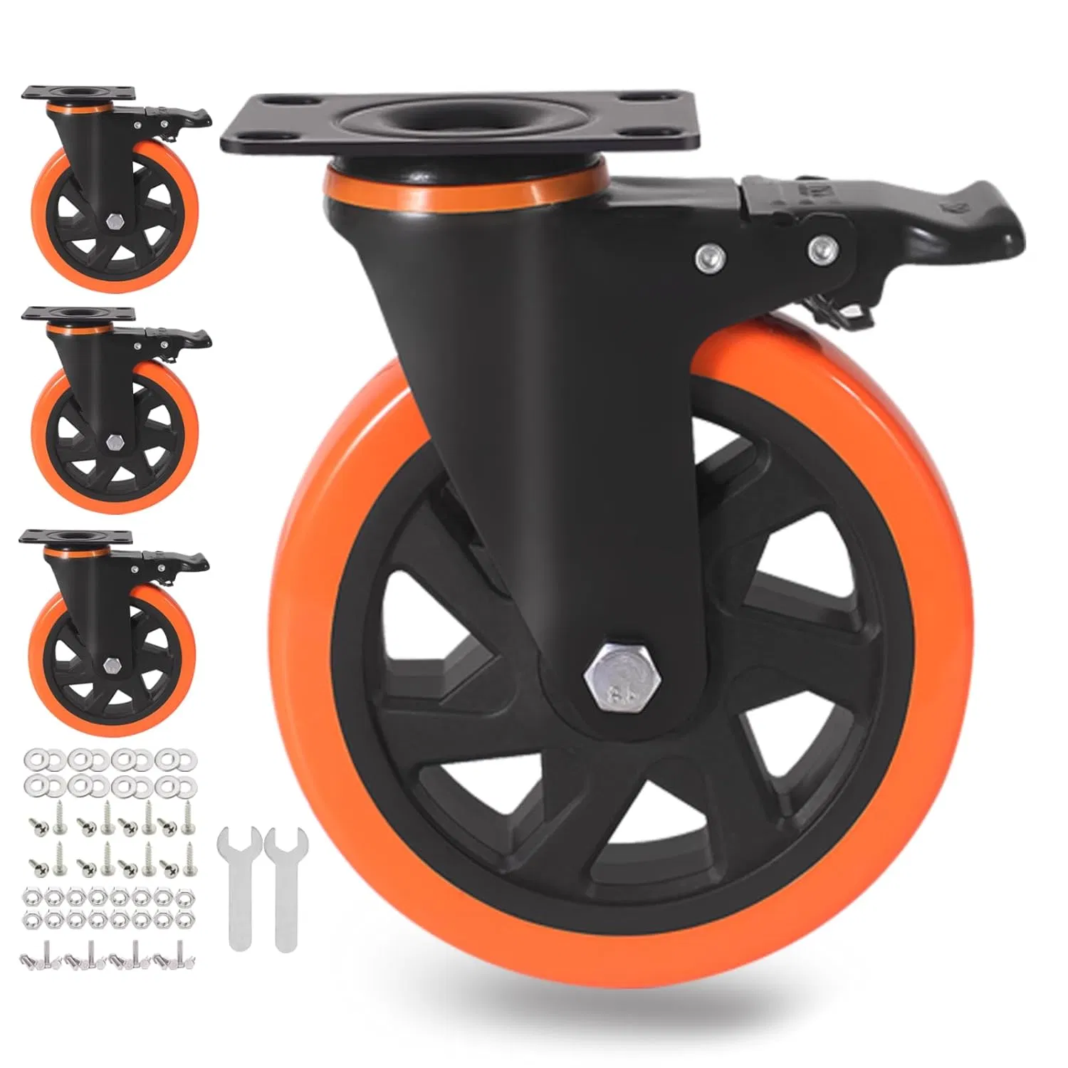 T058 Lock Design Furniture Caster Wheel Nylon PVC PP TPR Wheels Castors Plate Roller Casters Wheels for Furniture