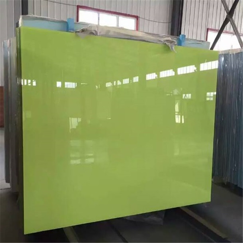 Painted /Lacobel /Lacquered Decorative Glass Metalac Extra White with Sparkles Ral 9003 Fenzi Painting