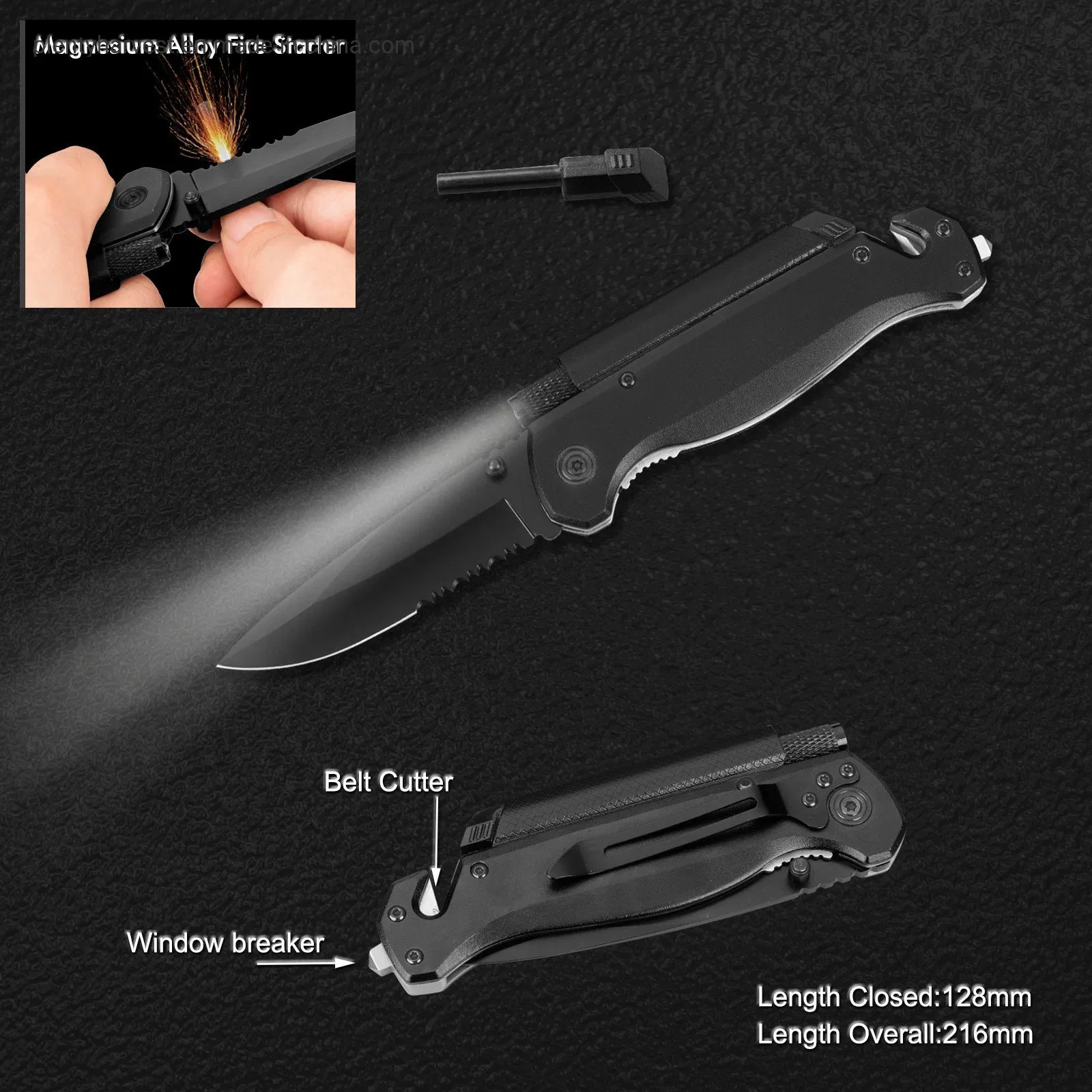 Survival Knife Folding Knife with LED Flashlight (#3941)