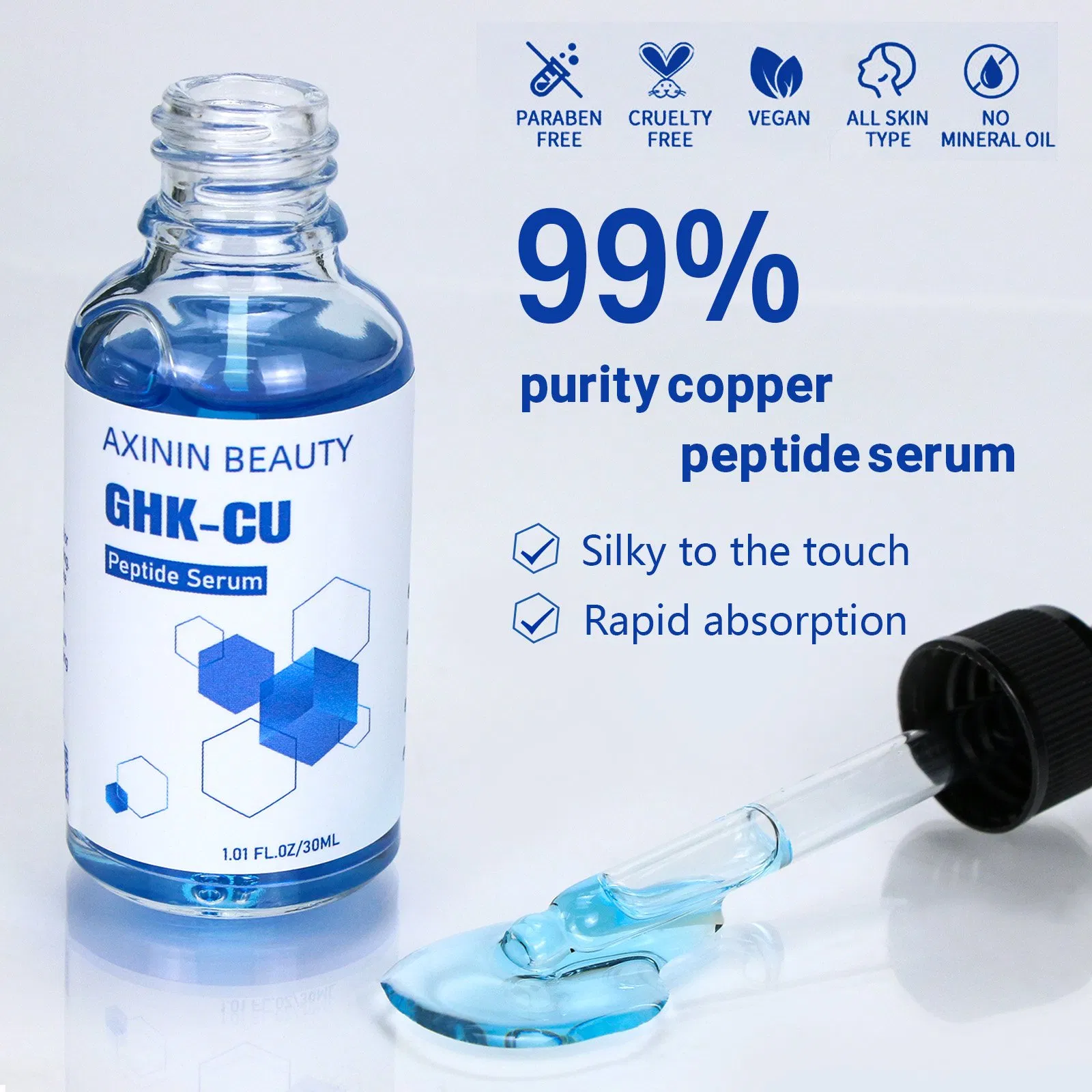 Beauty Cosmetics Skin Care Facial Anti-Aging Whitening Niacinamide Ghk-Cu Peptide Serum