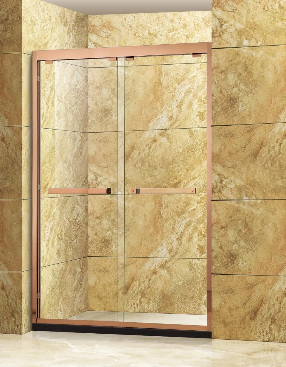 Jyy Custom Bathroom Gold Frame Tempered Glass Sliding Shower Door