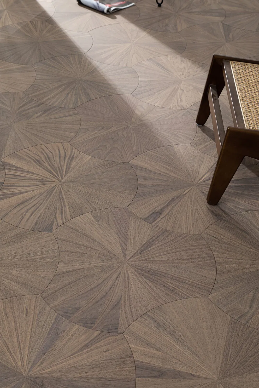 Black Walnut Large Lotus Leaf Shaped Parquet Wooden Flooring