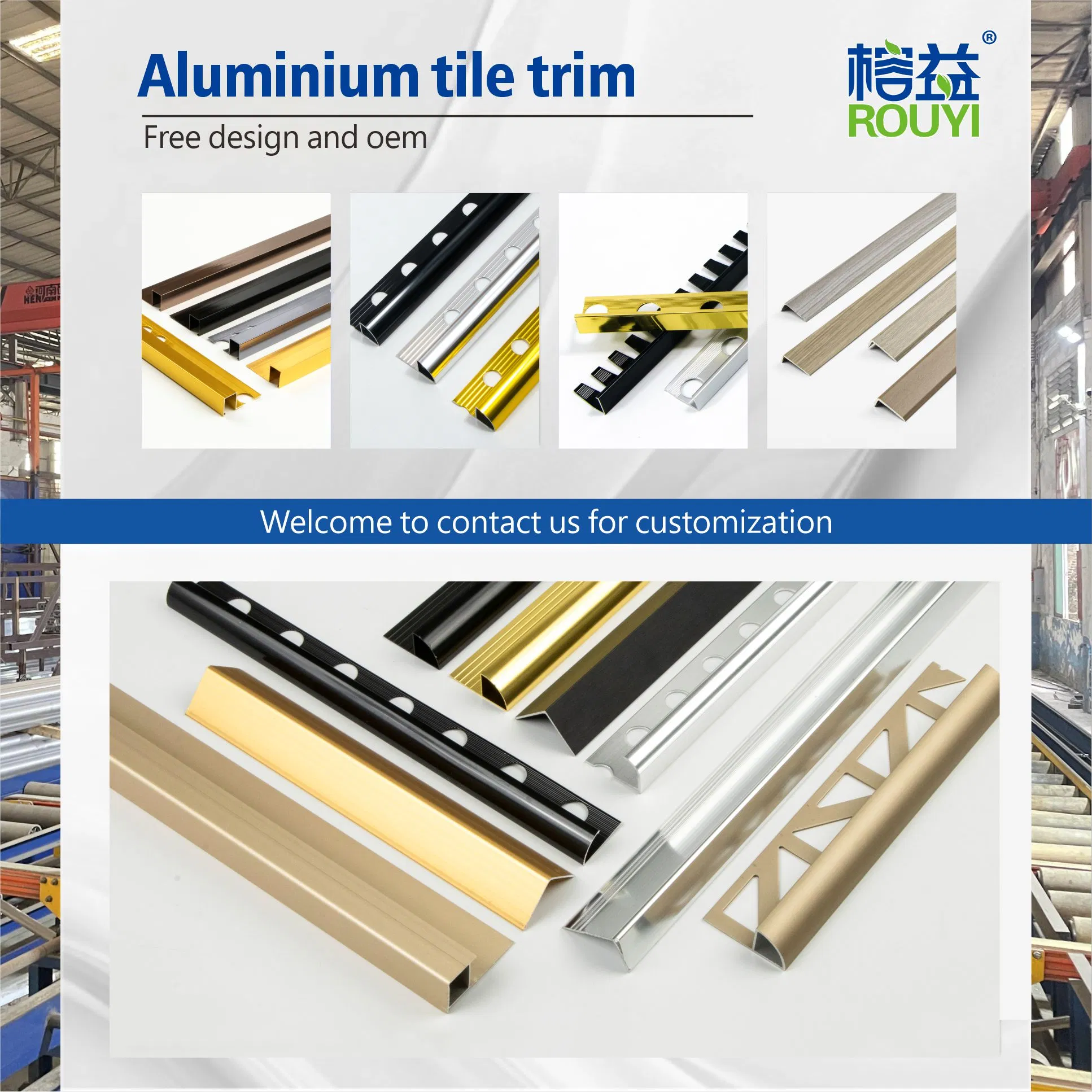 Factory Customized Ceramic Wall Panel Corner Edge Aluminum Tile Trim