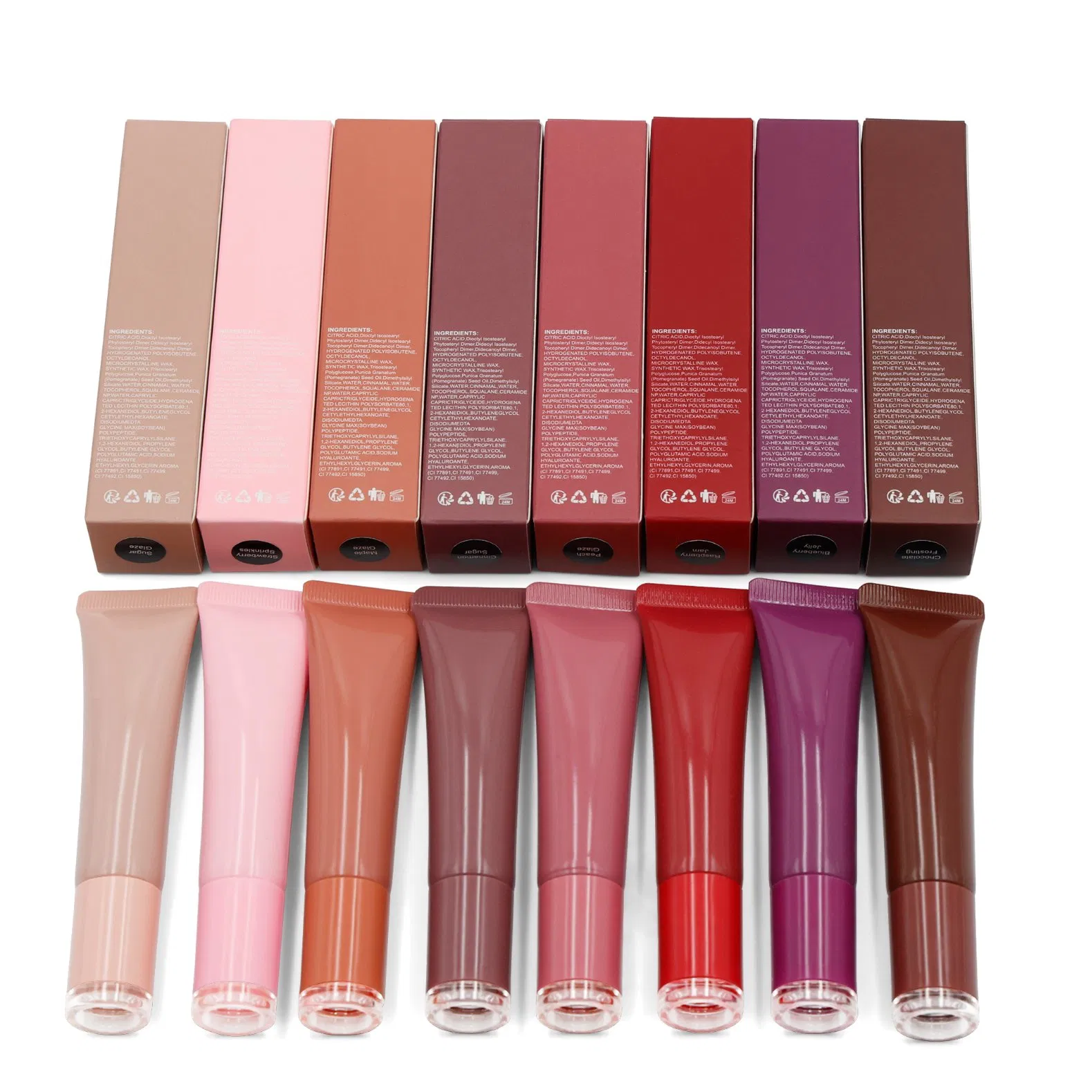 Wholesale High-Quality Vegan Moisturizing Donut Lip Gloss Custom Private Label 8 Color Makeup Nourishing Glitter Lip Gloss