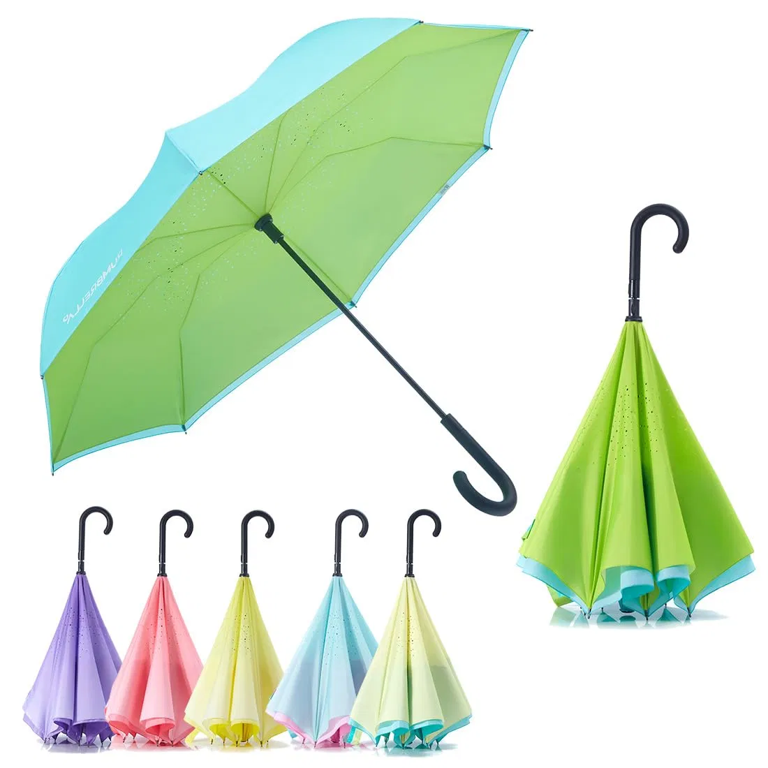 Reverse Umbrella Auto Close Windproof Car Umbrella Inverted with J Hook Handle for Women Girls, Children Reverse Umbrella, Kids Inverted Umbrella