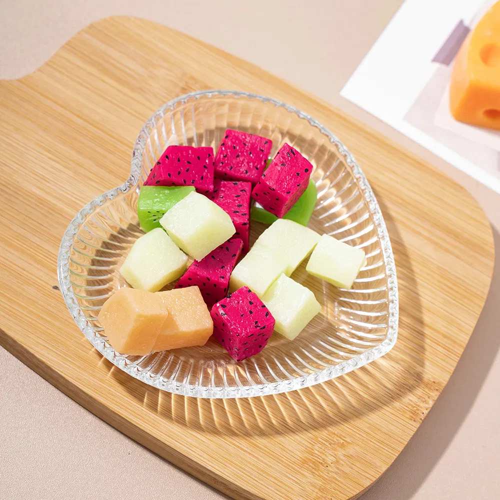Custom High Quality Fruit Dessert Clear Heart-Shaped Empty Glass Plate Wholesale with Box