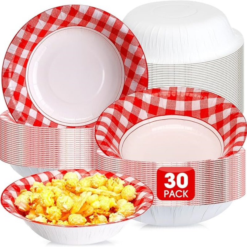Stylish 16 Oz Red and White Checkered Serving Bowl for Parties