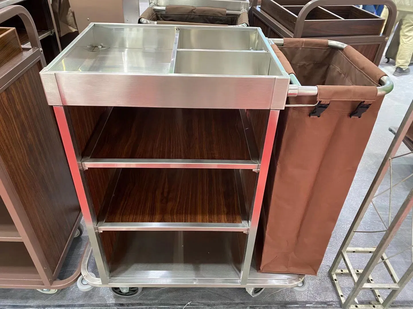 Stainless Steel Service Trolley for Hotel with Wheels