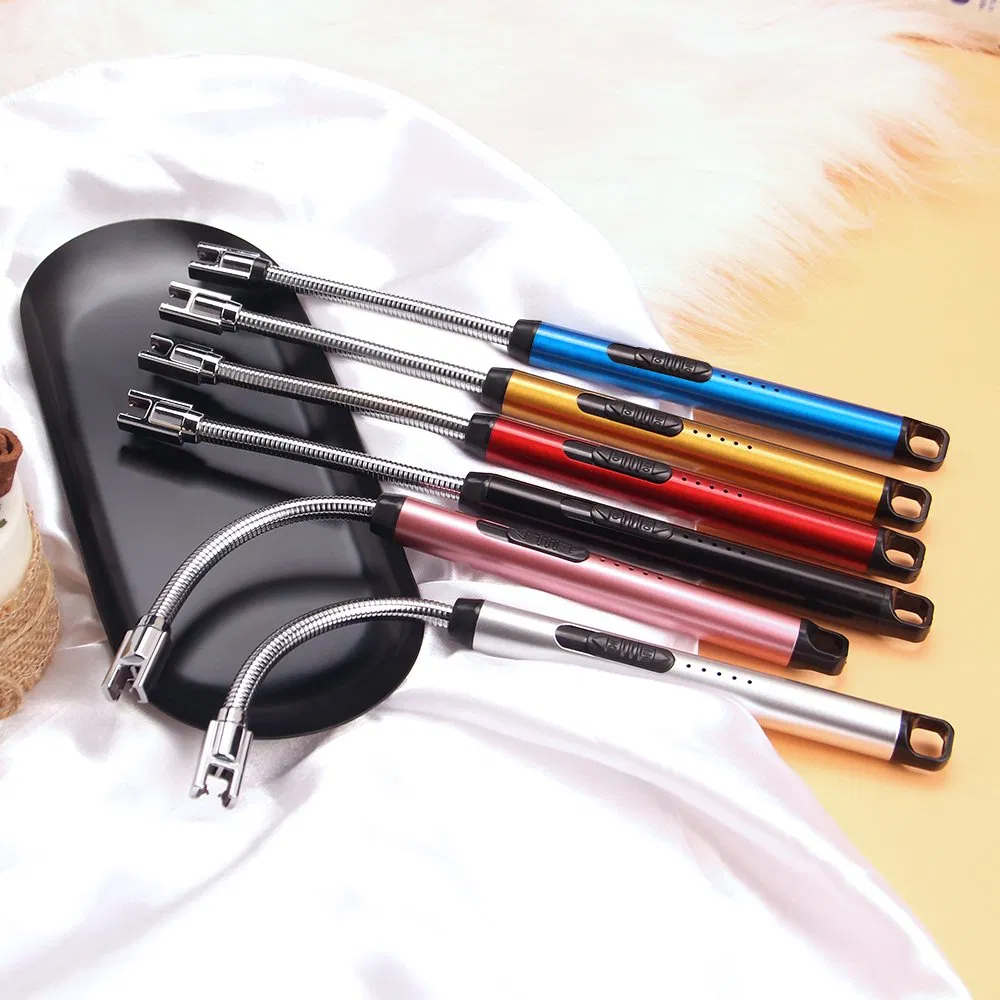 2023 Rechargeable Electric USB Long Lighter Plasma Arc Light Candle Windproof BBQ Grill Lighter Camping Accessories Smoking