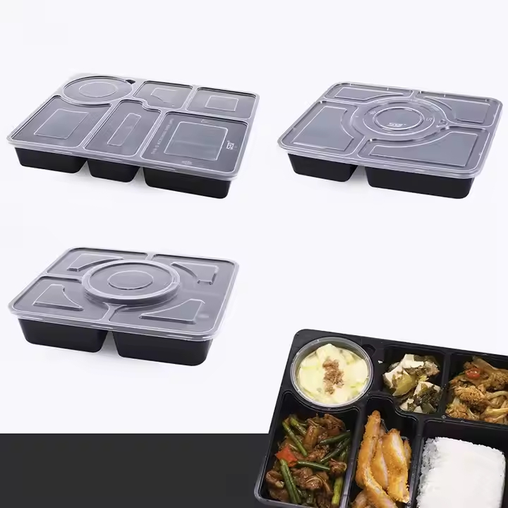 Compartmental Restaurant PP Food Containers Disposable Plastic Lunch Box