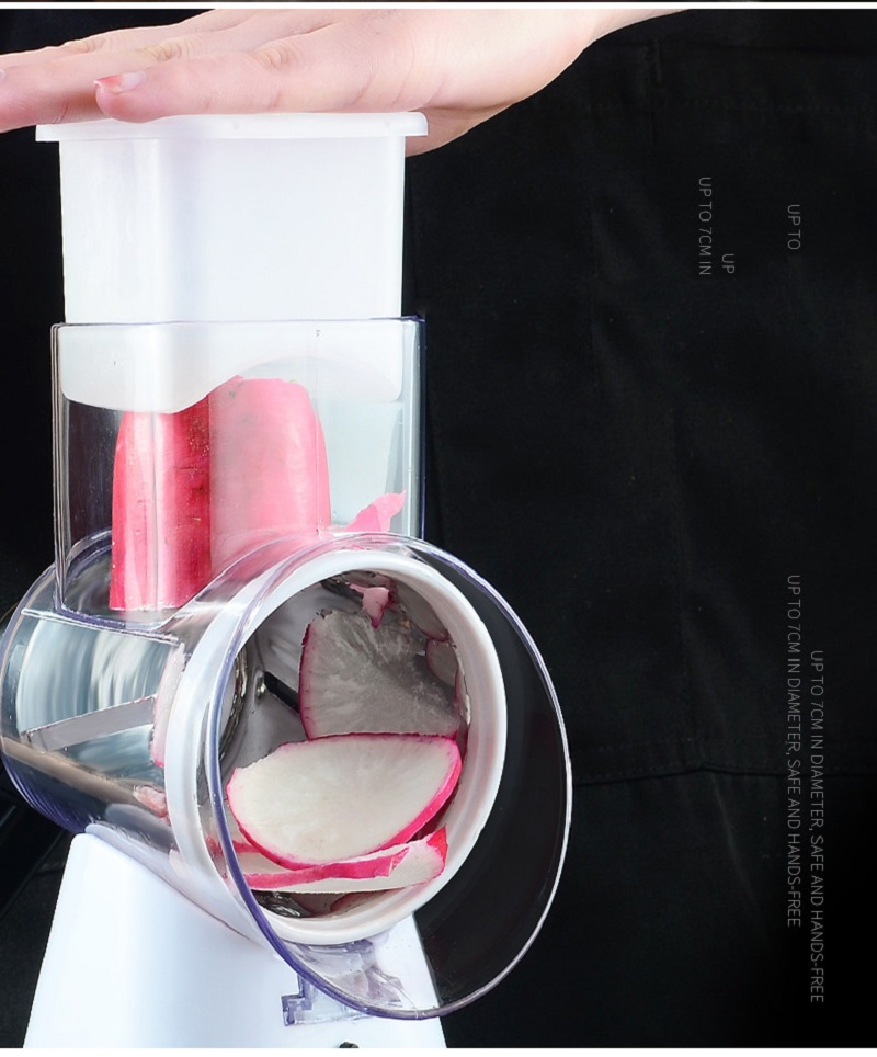 Cheese Grater Vegetable Graters Kitchen Grater Shredder with 3 Drum Blades Strong Suction Base 3 in 1 Shredder Slicer Grinder for Cucumber Nut Esg17236