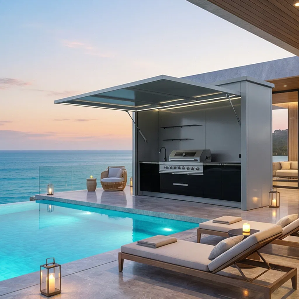 Weatherproof Outdoor Kitchen Cabinet with Ventilation Hole Design