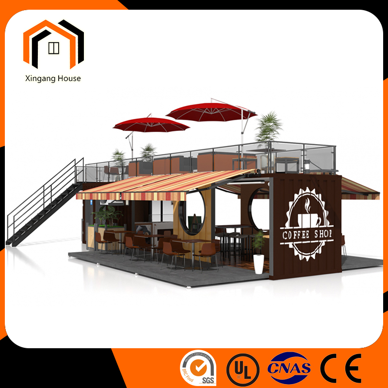 Two Story Popular 40FT Coffee Shop Shipping Container House Price Steel Structure Modular House Container House