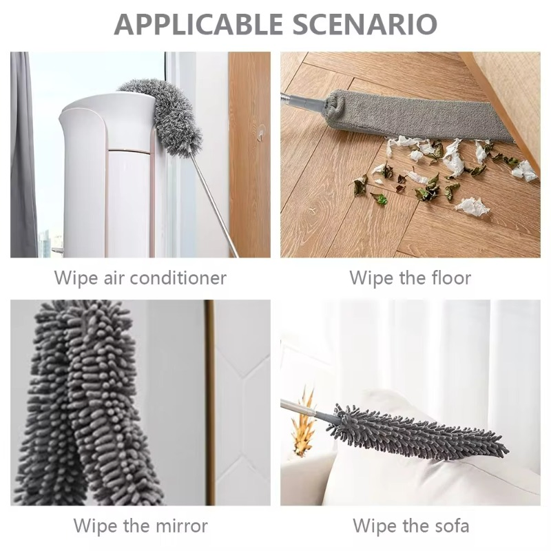 Promotional Factory Wholesale 4 Pack Microfiber Handle Adjustable Household Cleaning Dust Brush