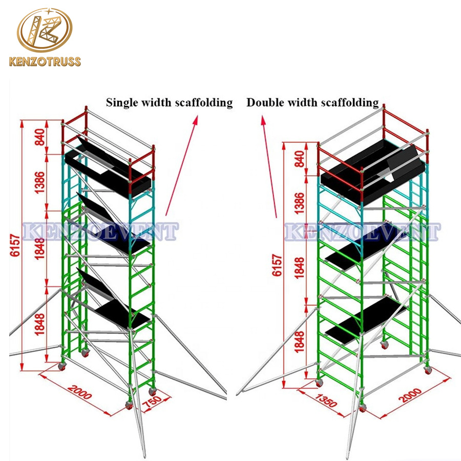 Aluminum Mobile Adjustable Height Scaffolding for Construction